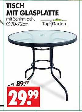 TISCH MIT GLASPLATTE