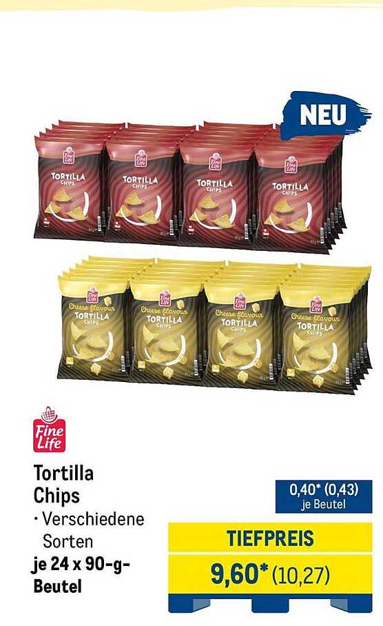 Tortilla Chips • Verschiedene Sorten je 24 x 90-g-Beutel