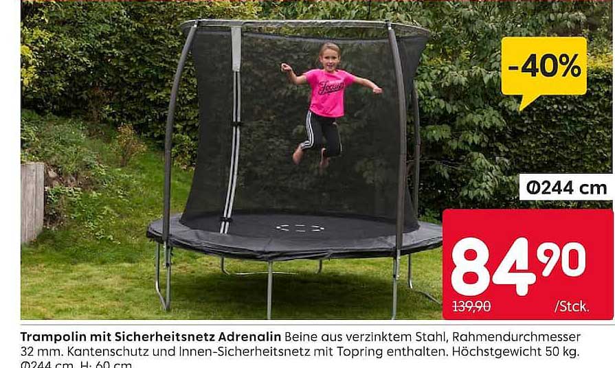 Trampolin mit Sicherheitsnetz Adrenalin
