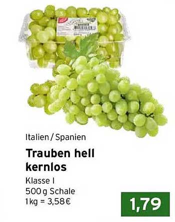 Trauben hell kernlos
