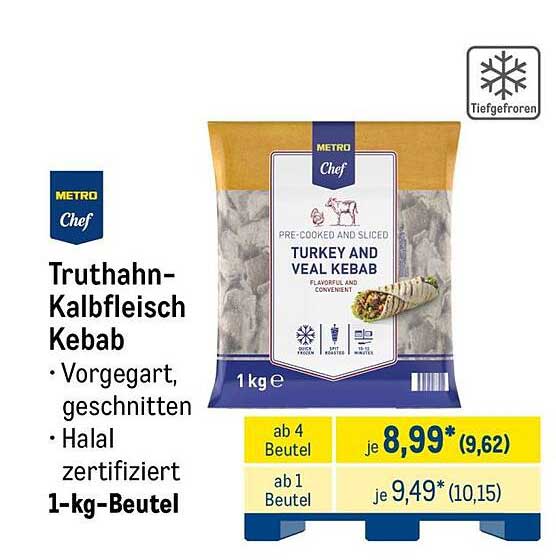 Truthahn-Kalbfleisch Kebab