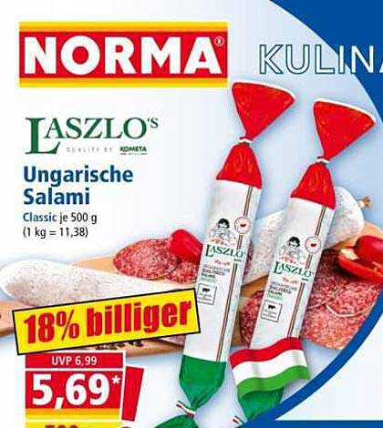 Ungarische Salami Classsic je 500 g (1 kg = 11,38)