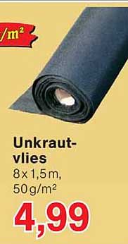 Unkraut-vlies 8 x 1,5 m, 50 g/m²