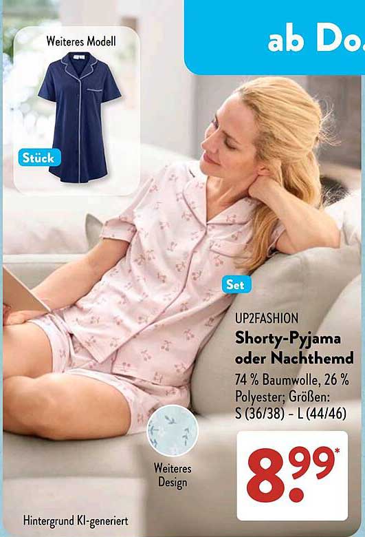 UP2FASHION Shorty-Pyjama oder Nachthemd