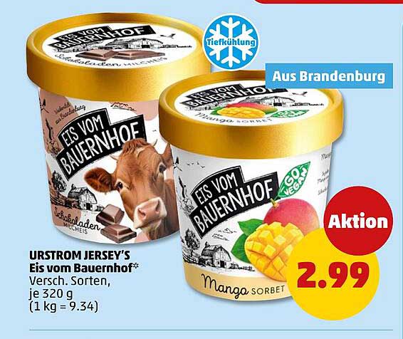 URSTROM JERSEY'S Eis vom Bauernhof* Versch. Sorten, je 320 g (1 kg = 9.34)