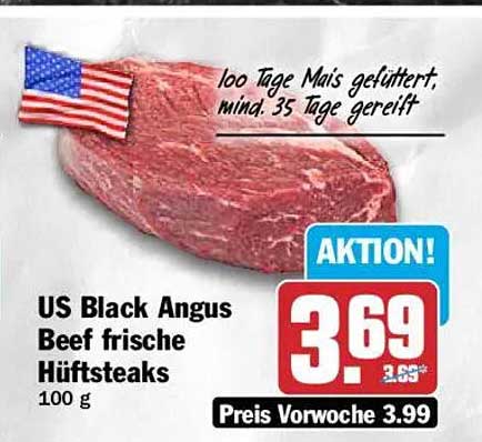 US Black Angus Beef frische Hüftsteaks 100 g