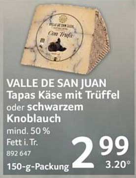 VALLE DE SAN JUAN Tapas Käse mit Trüffel oder Schwarzem Knoblauch