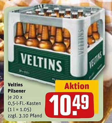 Veltins Pilsener je 20 x 0,5-L-Fl.-Kasten (1 l = 1.05) zzgl. 3.10 Pfand
