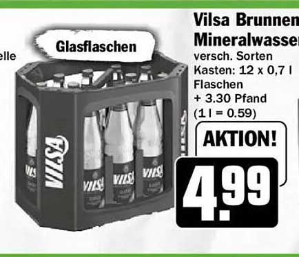 Vilsa Brunnen Mineralwasser versch. Sorten Kasten: 12 x 0,7 l Flaschen + 3.30 Pfand (1 l = 0.59)