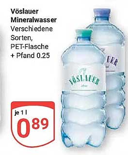 Vöslauer Mineralwasser verschiedene Sorten, PET-Flasche + Pfand 0.25