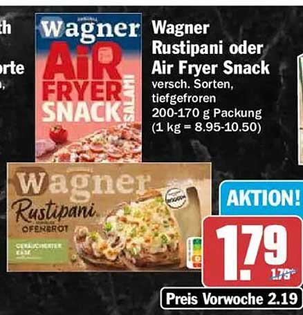 Wagner Rustipani oder Air Fryer Snack versch. Sorten, tiefgefroren 200-170 g Packung (1 kg = 8.95-10.50)