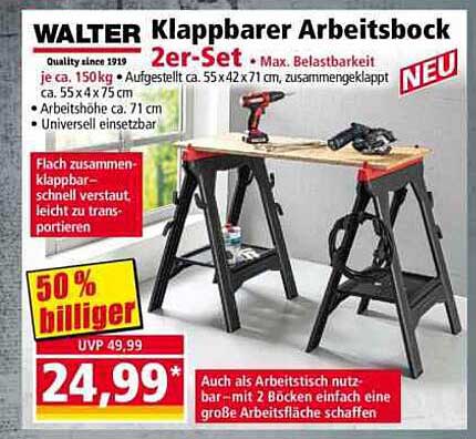 WALTER Klappbarer Arbeitsbock 2er-Set