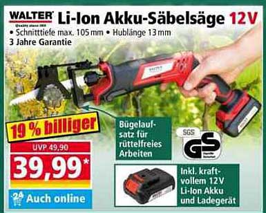 WALTER Li-Ion Akku-Säbelsäge 12V