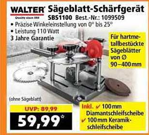 WALTER Sägebatt-Schärfgerät SBS1100 Best.-Nr.: 1099509
