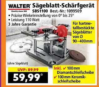WALTER Sägeblatt-Schärfgerät SBS1100 Best.-Nr.: 1099509