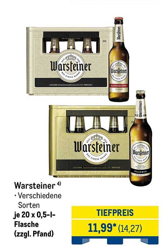 Warsteiner • Verschiedene Sorten je 20 x 0,5-l-Flasche (zzgl. Pfand)