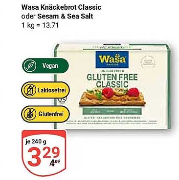 Wasa Knäckebrot Classic oder Sesam & Sea Salt