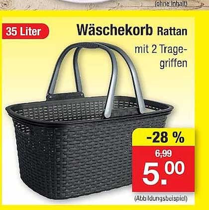 Wäschekorb Rattan mit 2 Tragegriffen