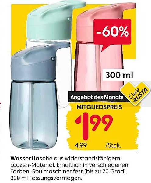 Wasserflasche aus widerstandsfähigem Ecozen-Material