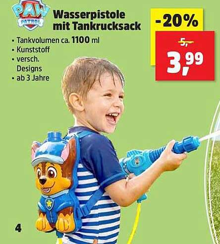 Wasserpistole mit Tankrucksack