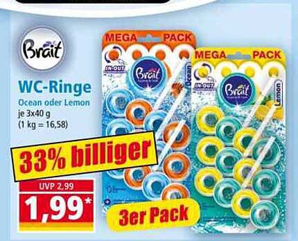 WC-Ringe Ocean oder Lemon je 3x40 g (1 kg = 16,58)