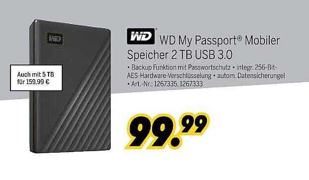 WD My Passport® Mobiler Speicher 2 TB USB 3.0