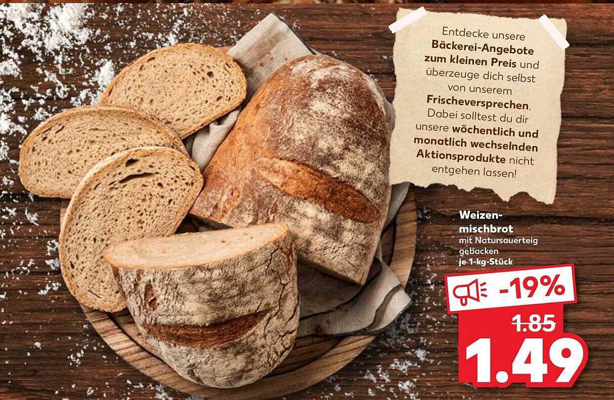 Weizenmischbrot mit Natursauerteig gebacken je 1-kg-Stück