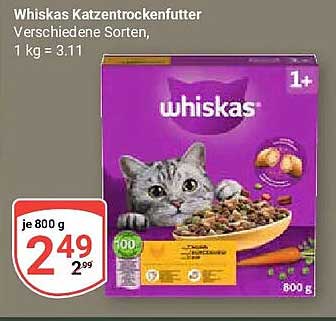 Whiskas Katzentrockenfutter Verschiedene Sorten, 1 kg = 3.11