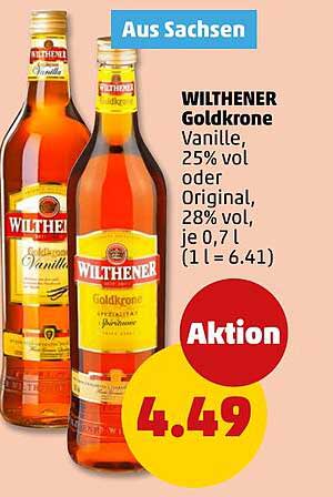 WILTHENER Goldkrone Vanille, 25% vol oder Original, 28% vol, je 0,7 l