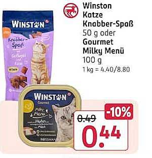 Winston Katze Knabber-Spaß 50 g oder Gourmet Milky Menü 100 g
