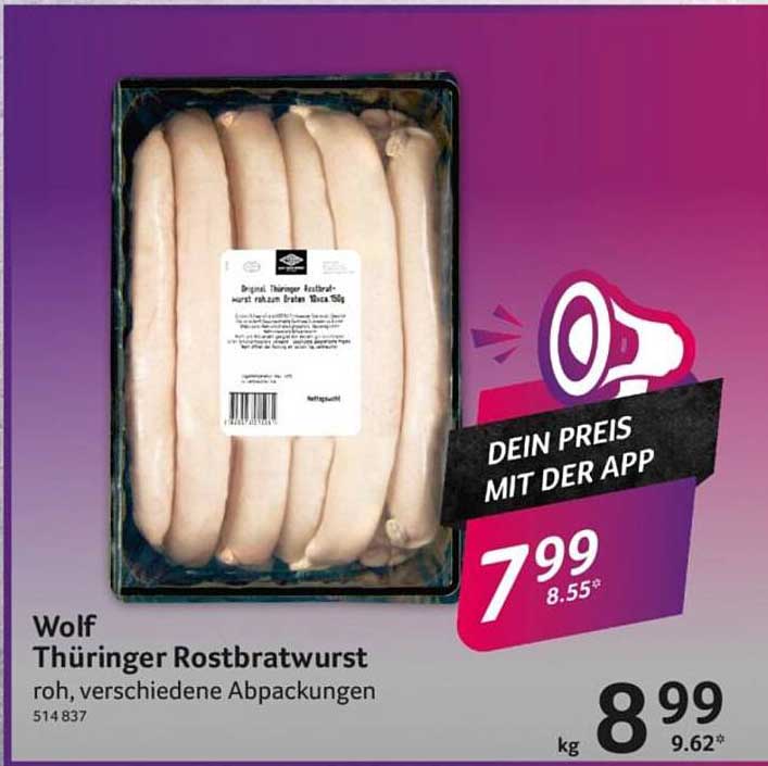 Wolf Thüringer Rostbratwurst roh, verschiedene Abpackungen