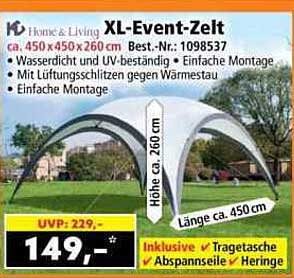 XL-Event-Zelt, ca. 450 x 450 x 260 cm