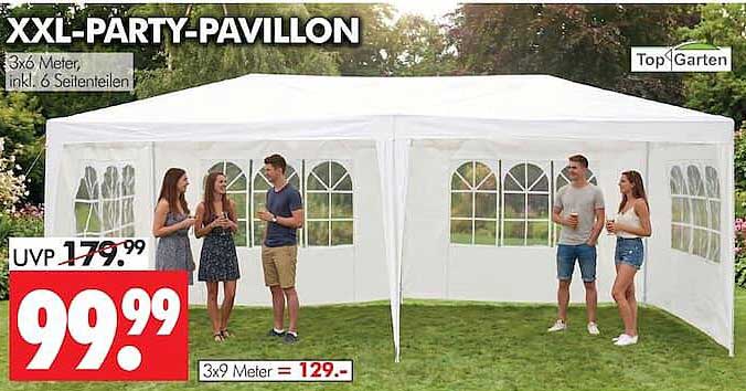 XXL-PARTY-PAVILLON 3x6 Meter, inkl. 6 Seitenteilen