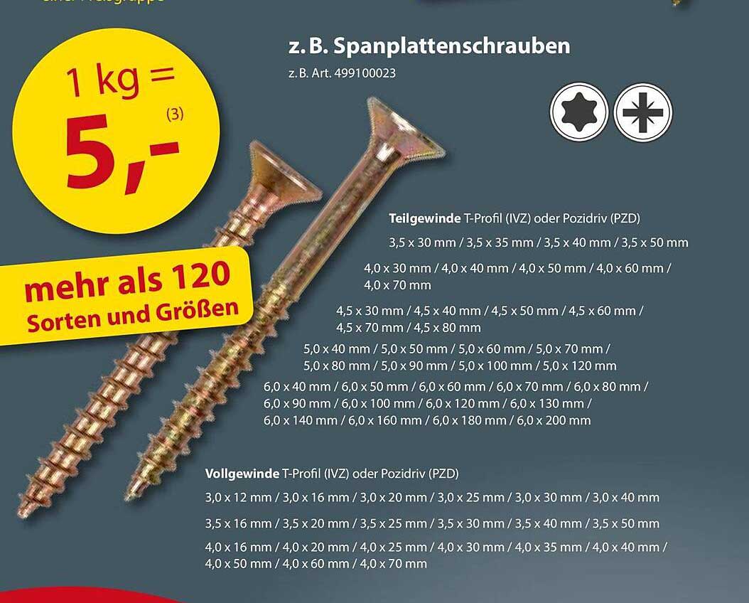 z. B. Spanplattenschrauben