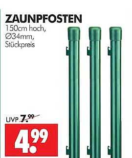 ZAUNPFOSTEN 150cm hoch, Ø34mm, Stückpreis