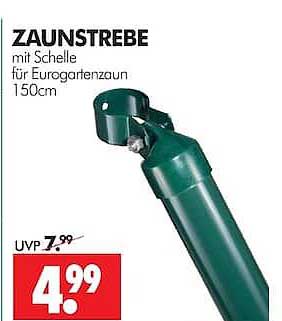ZAUNSTREBE mit Schelle für Eurogartenzaun 150cm