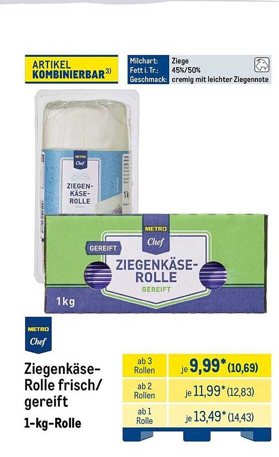 Ziegenkäse-Rolle frisch/gereift 1-kg-Rolle