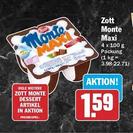 Zott Monte Maxi 4 x 100 g Packung (1 kg = 3.98-22.71)