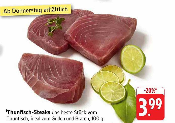 1 Thunfisch-Steaks das beste Stück vom Thunfisch, ideal zum Grillen und Braten, 100 g