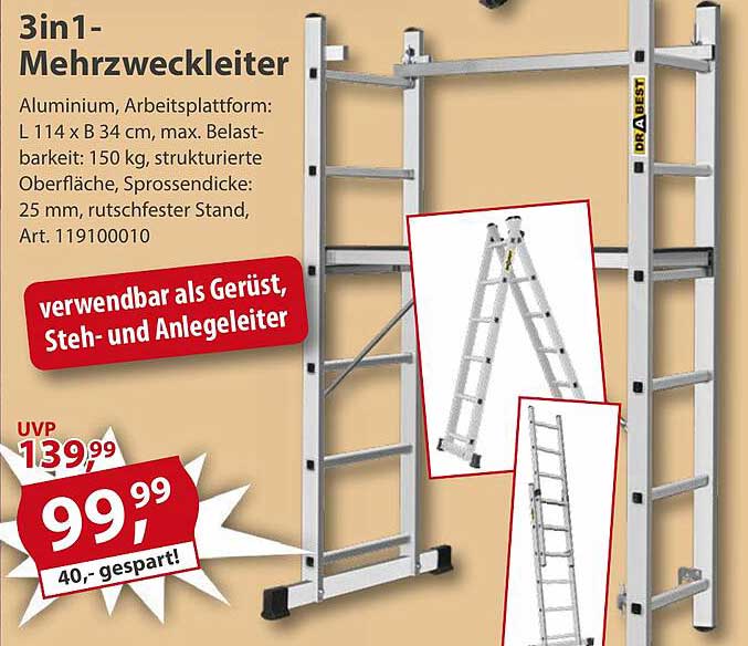 3in1-Mehrzweckleiter