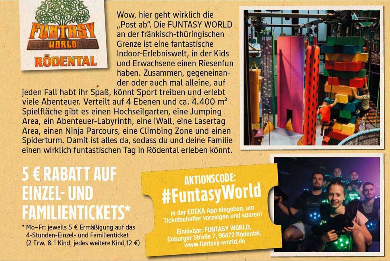 5 € Rabatt auf Einzel- und Familientickets in der FUNTASY WORLD Rödtal