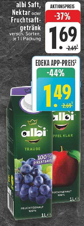 albi Saft, Nektar oder Fruchtsaftgetränk – verschiedene Sorten, je 1l Packung