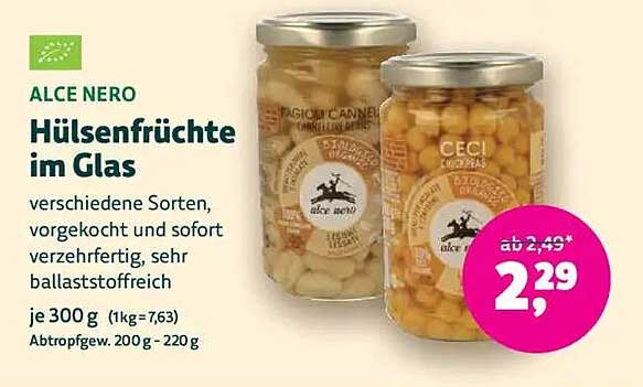 ALCE NERO Hülsenfrüchte im Glas