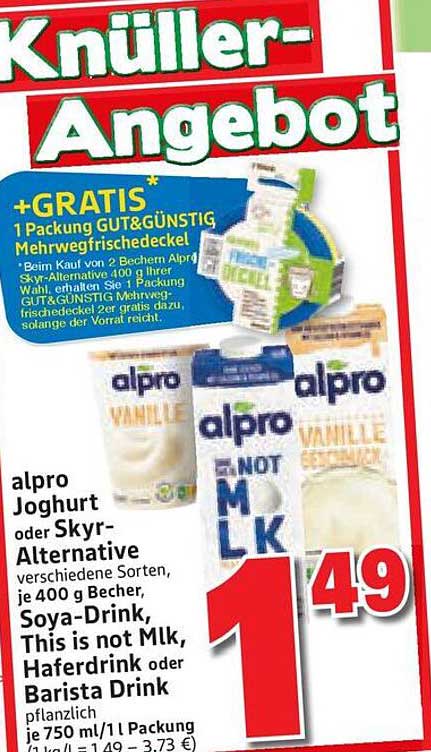 alpro Joghurt oder Skyr-Alternative von alpro, 400 g Becher, verschiedene Sorten