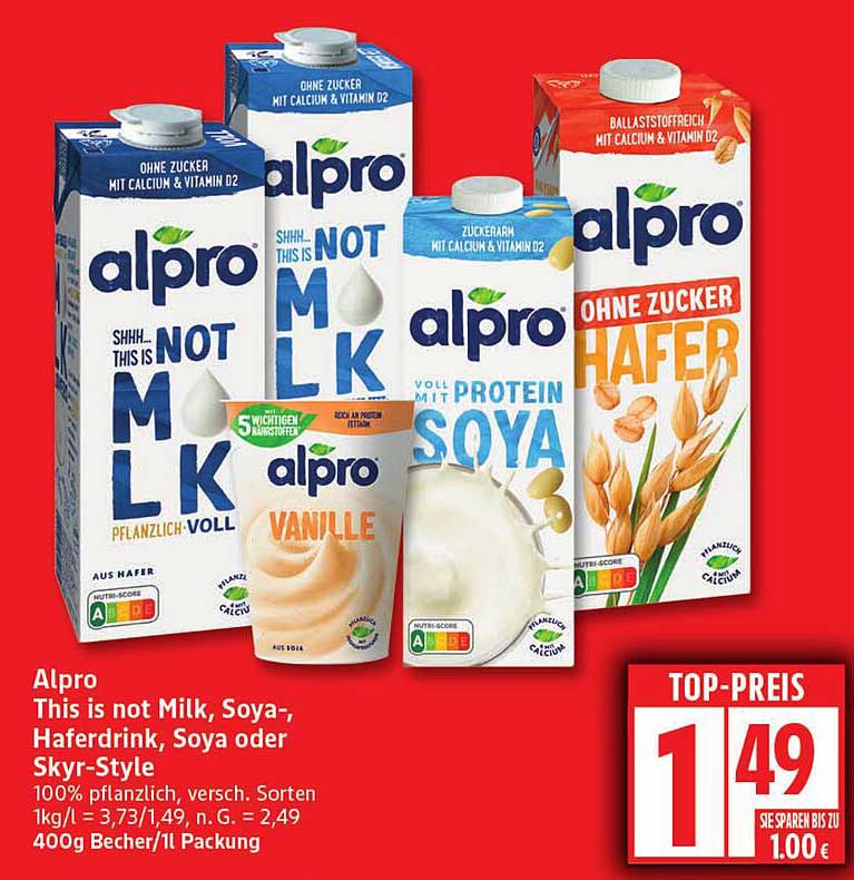 Alpro Pflanzliche Drinks - 100% pflanzlich, vielseitig und lecker