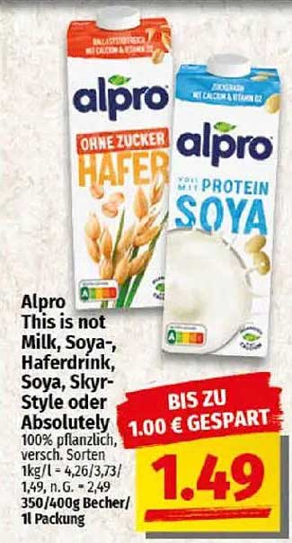 Alpro Pflanzliche Drinks - Hafer und Soya