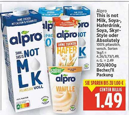 Alpro This is not Milk Pflanzlich-Voll 350/400g Becher