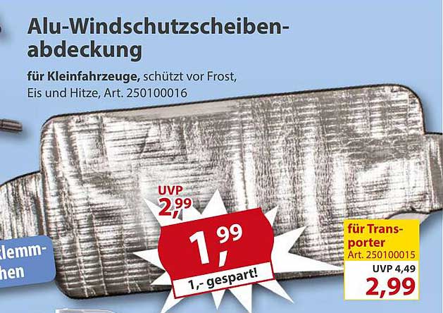 Alu-Windschutzscheibenabdeckung für Kleinfahrzeuge
