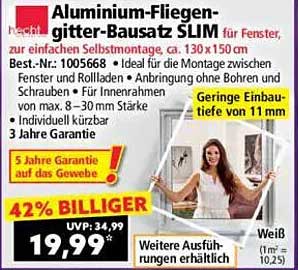 Aluminium-Fliegengitter-Bausatz SLIM für Fenster