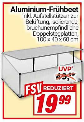 Aluminium-Frühbeet inkl. Aufstellstützen zur Belüftung, isolierende, bruchunempfindliche Doppeltplatten, 100 x 40 x 60 cm